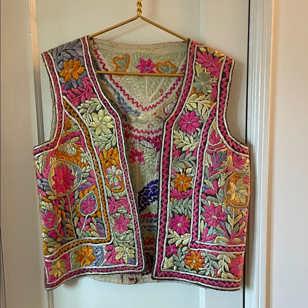 Vintage Afghan Embroidered Vest
